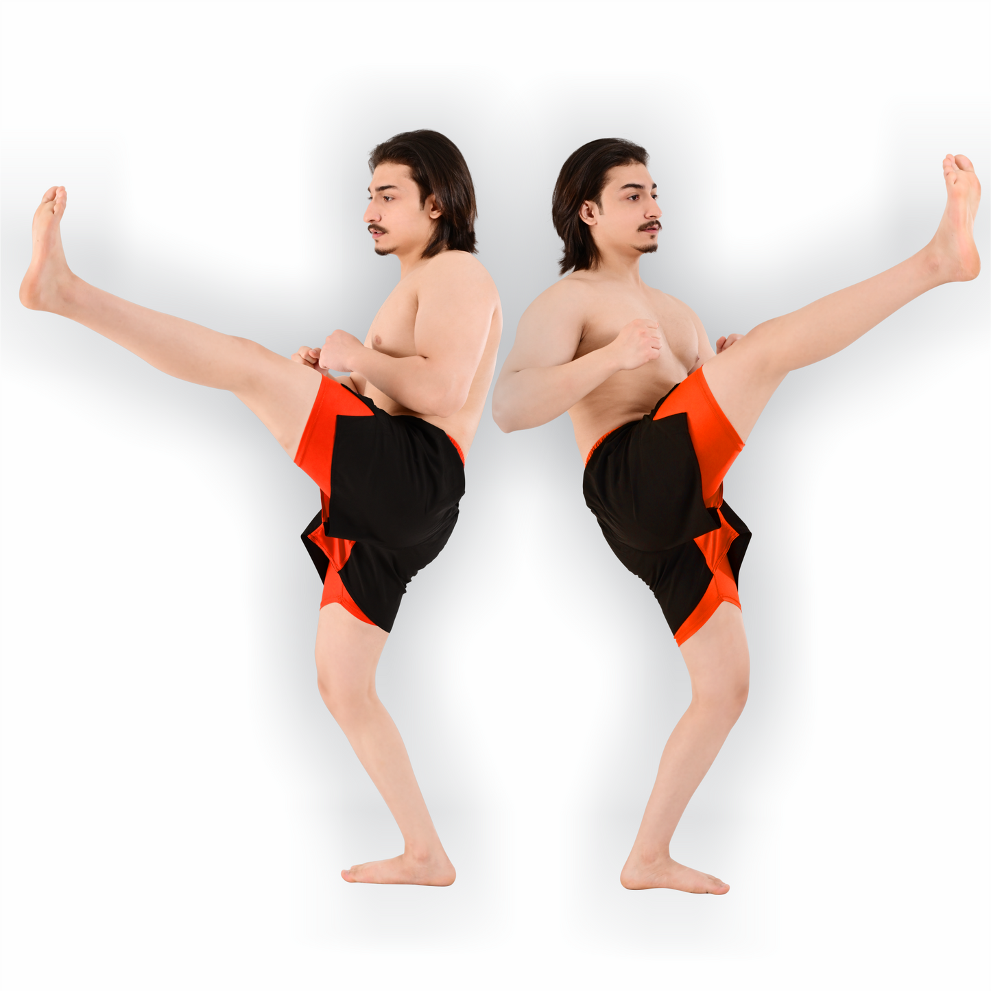 2BOLD Men’s Orange Black Compression Lined Workout Shorts – MMA, Gym, Running