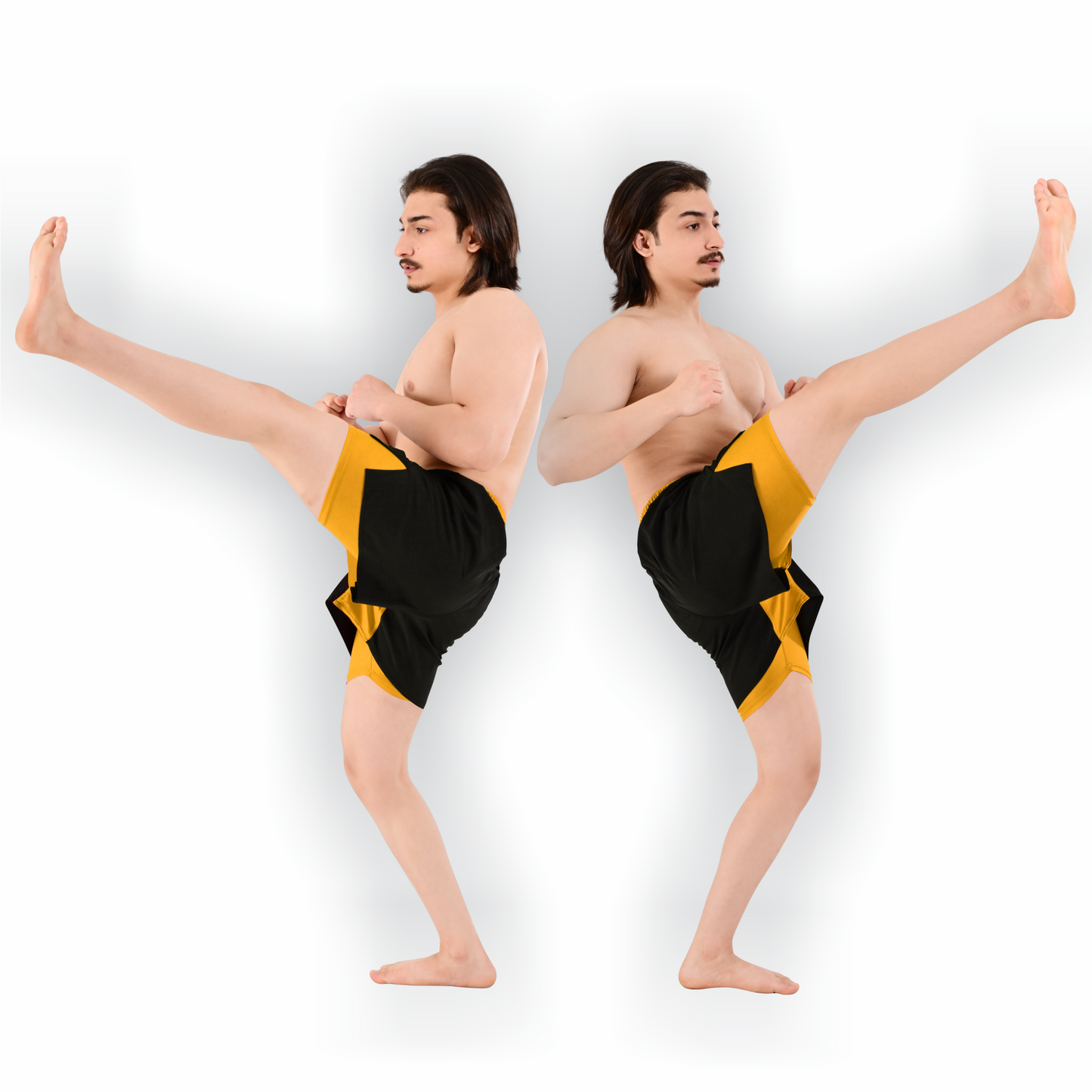 2BOLD Men’s Yellow Black Compression Lined Workout Shorts – MMA, Gym, Running