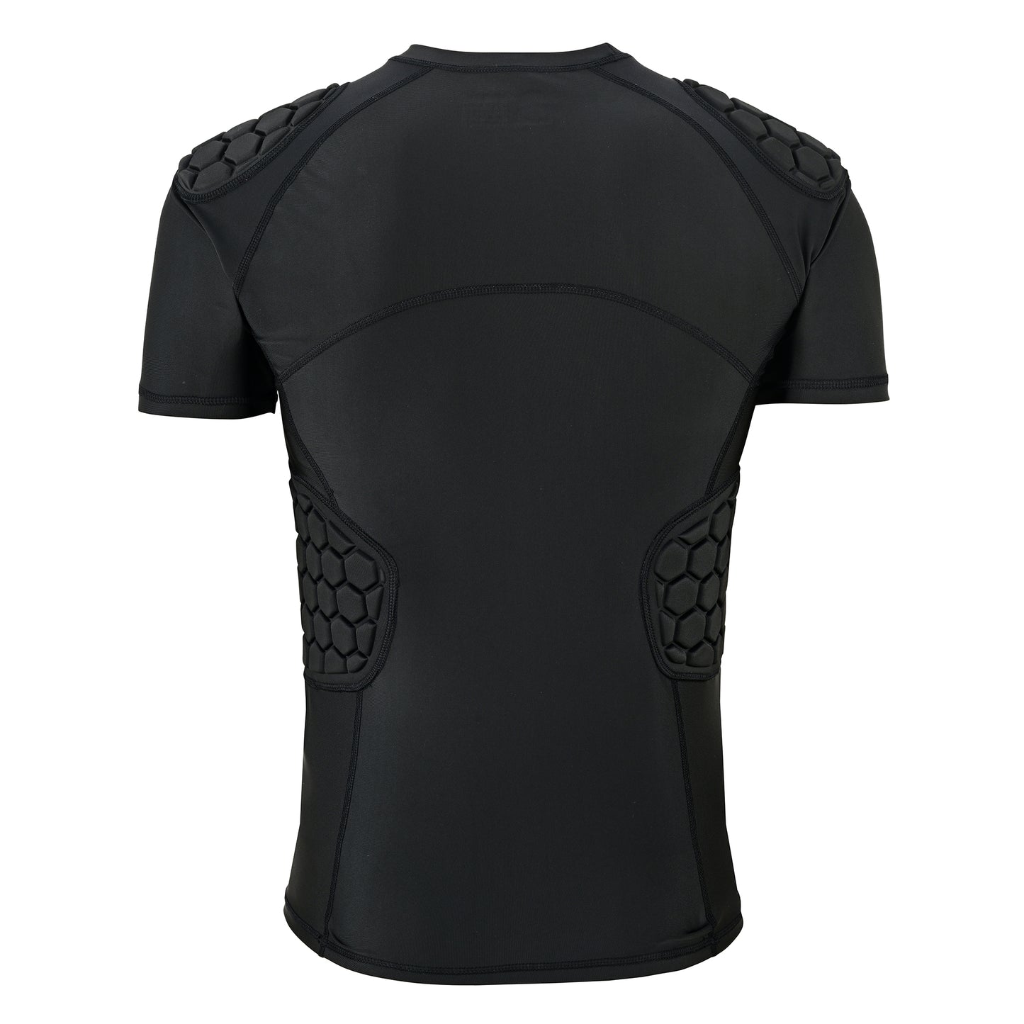 Adult Black Padded Compression Shirt for Football, Basketball, Lacrosse – Chest & Rib Protector for Combat Sports