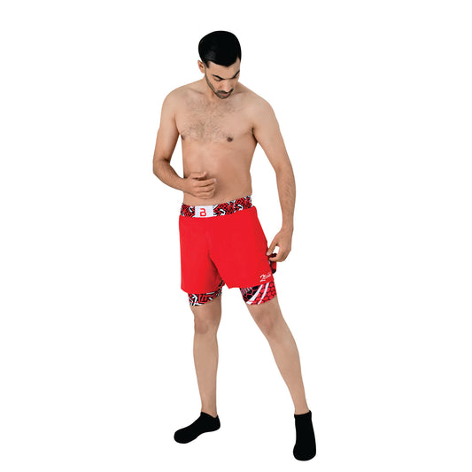 2BOLD Men’s Red Compression Lined Workout Shorts – MMA, Gym, Running
