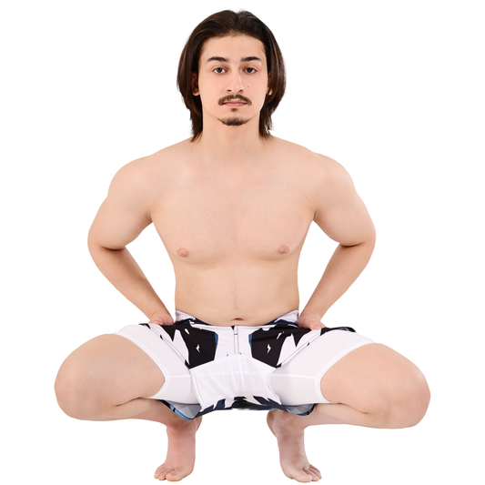 2Bold Men's Navy Blue Hybrid Training Shorts – 2-in-1 MMA, BJJ, Running, Gym, Yoga, Sports Shorts with Phone Pocket