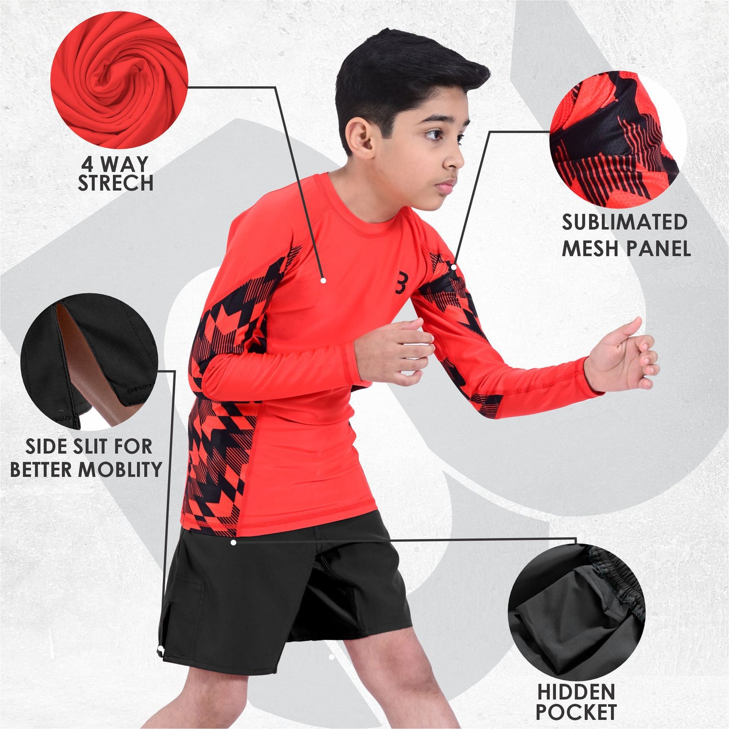 Kids Orange BJJ Rash Guard and MMA Shorts Set – Youth No-Gi Jiu Jitsu, Grappling, Training Gear