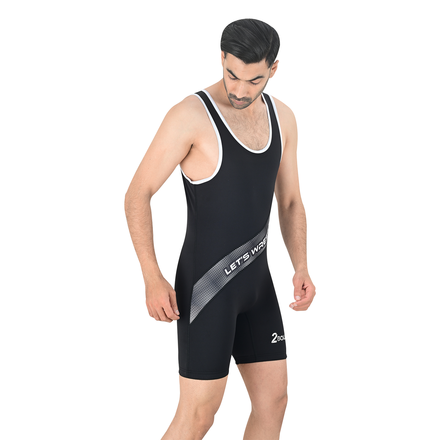 2Bold Black Wrestling Mens Singlet – BJJ, MMA, No-Gi, Grappling Compression Suit