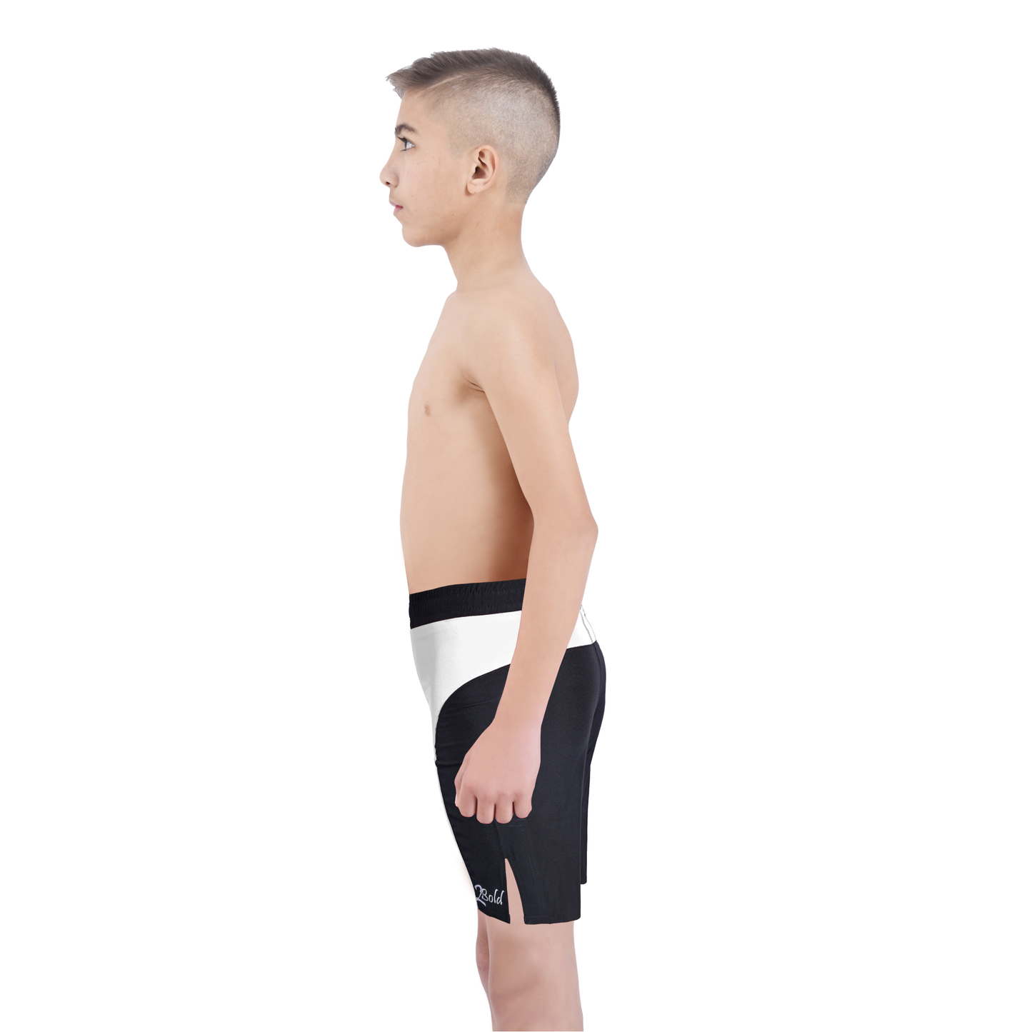 Youth Mma White\Black Shorts – Kids BJJ No-Gi Fight Shorts for Training & Competition