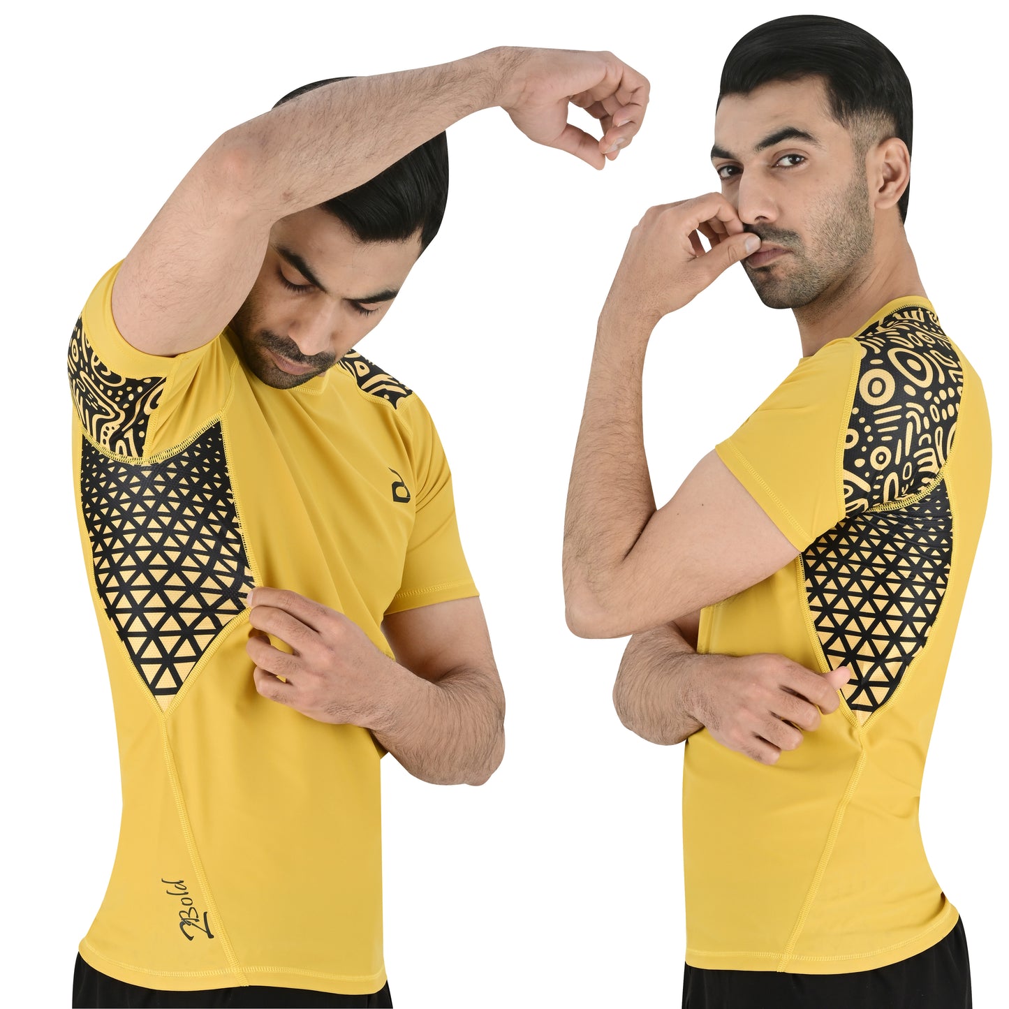 2BOLD Yellow BJJ Rash Guard for Men – Half Sleeve Training Shirt