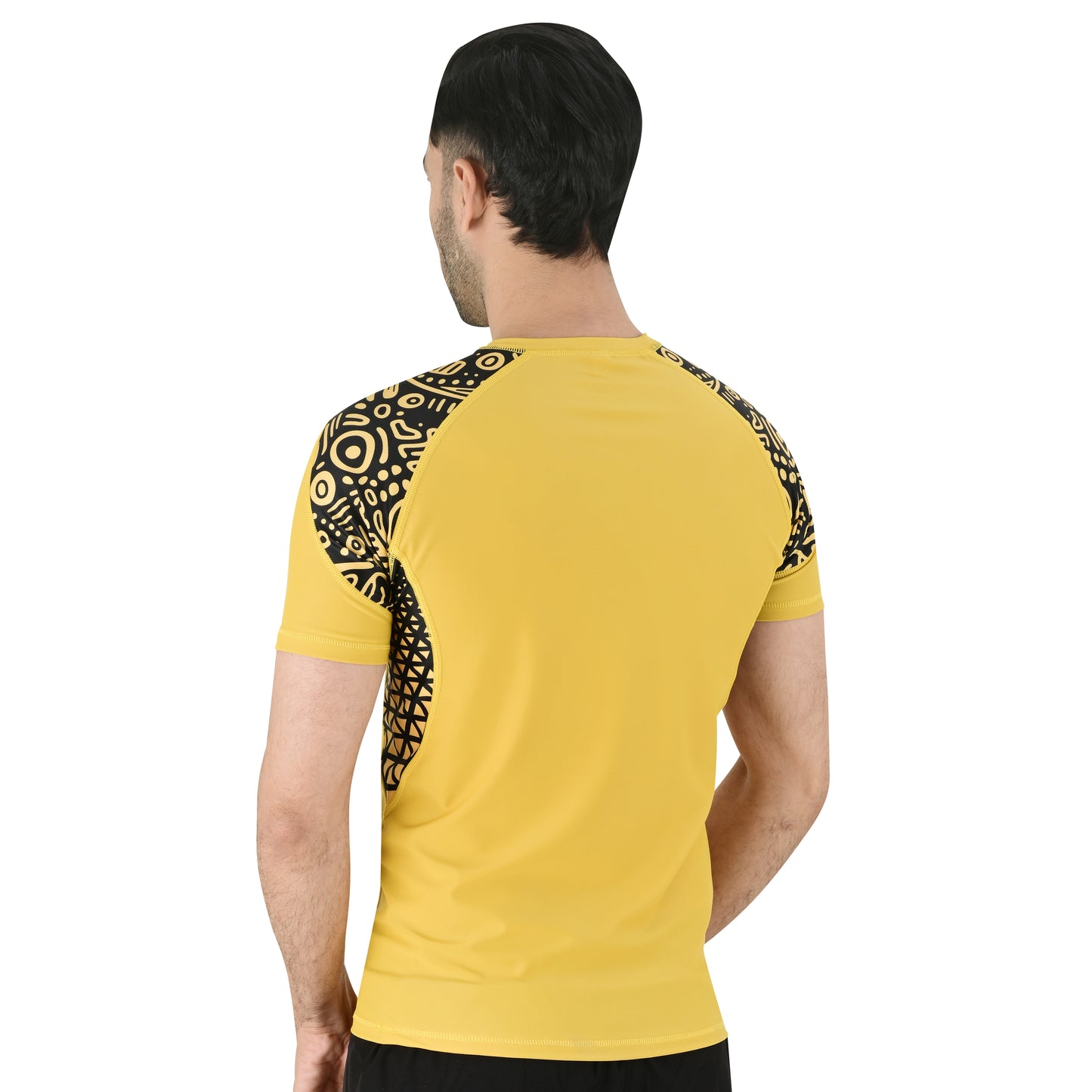 2BOLD Yellow BJJ Rash Guard for Men – Half Sleeve Training Shirt