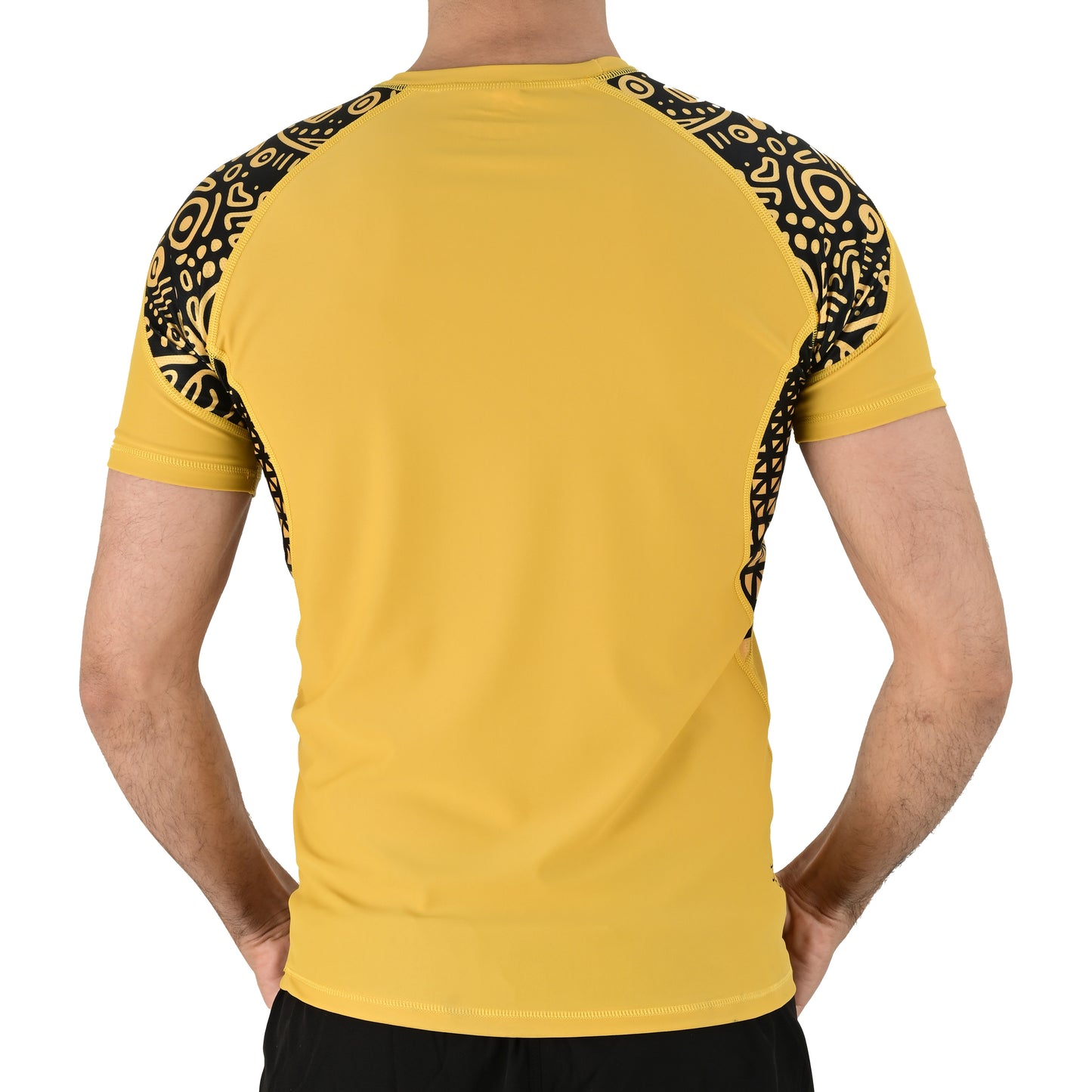2BOLD Yellow BJJ Rash Guard for Men – Half Sleeve Training Shirt
