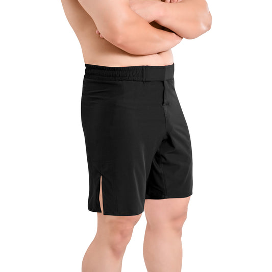 MMA Black Grappling Shorts – No-Gi BJJ, Jiu Jitsu, Muay Thai, Training Fight Shorts for Men