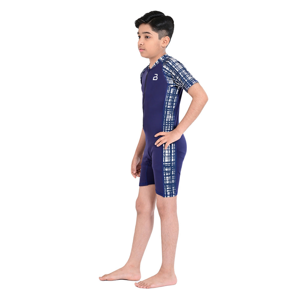 2Bold Blue Kids Swim Suit with Zipper – Quick-Dry UV Swim Shirt for Boys & Girls