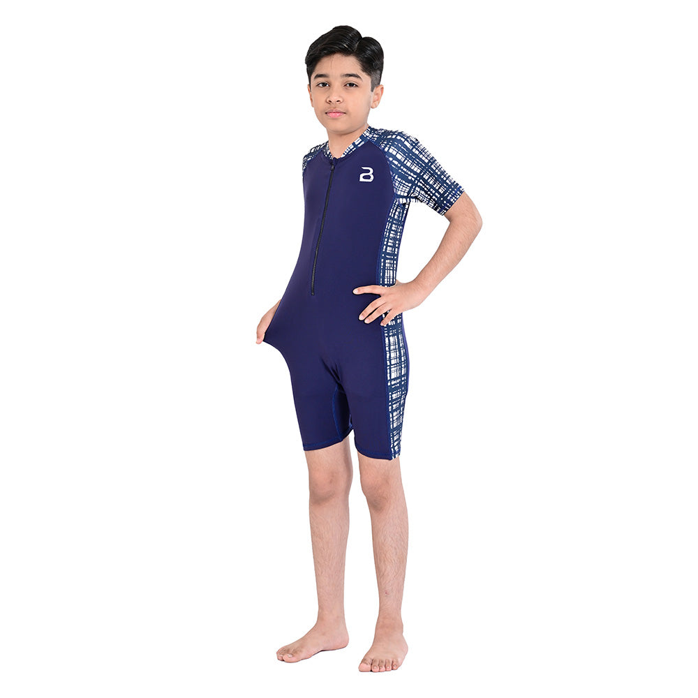 2Bold Blue Kids Swim Suit with Zipper – Quick-Dry UV Swim Shirt for Boys & Girls