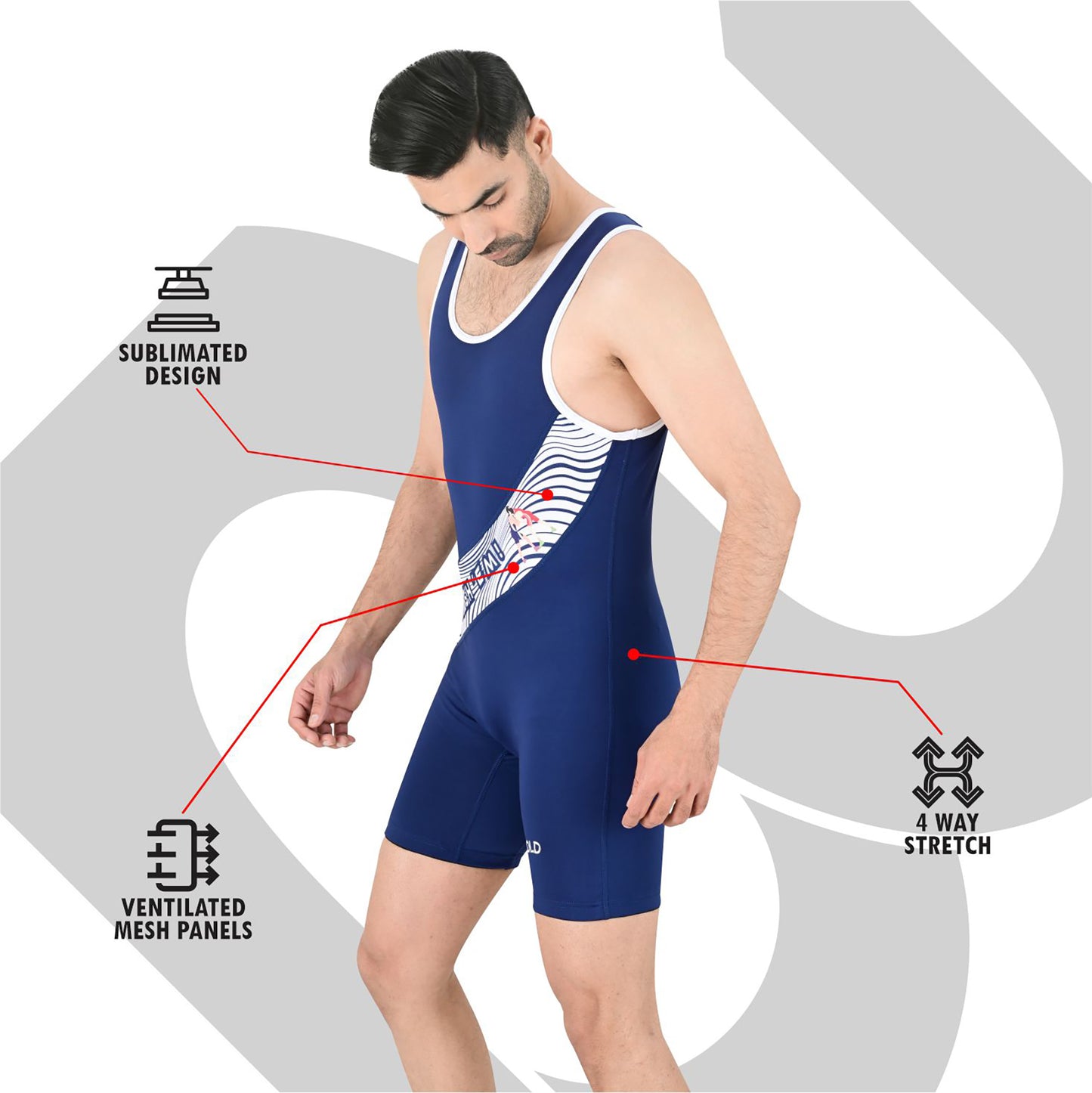2Bold Blue Wrestling Uniform for Men – BJJ, MMA, No-Gi, Grappling Compression Suit