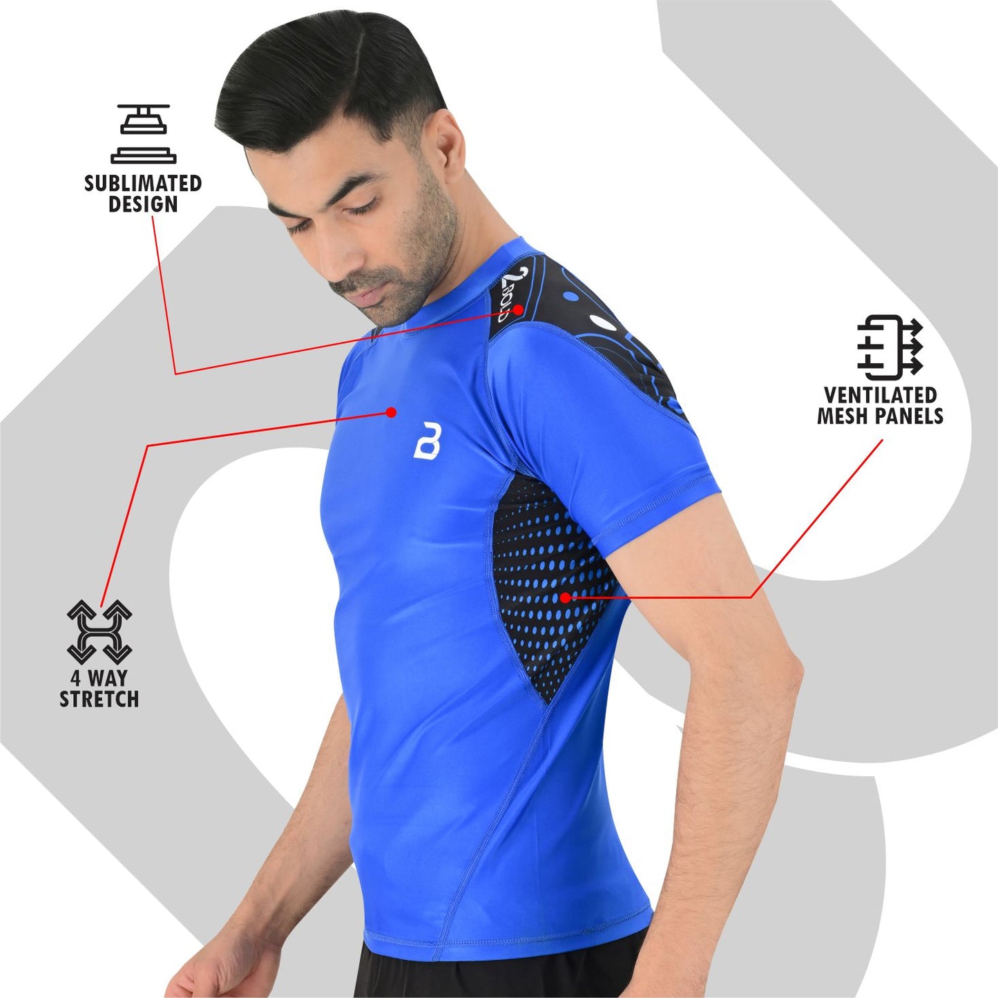 2BOLD Blue Rash Guard Men – Sportswear & Training Gear