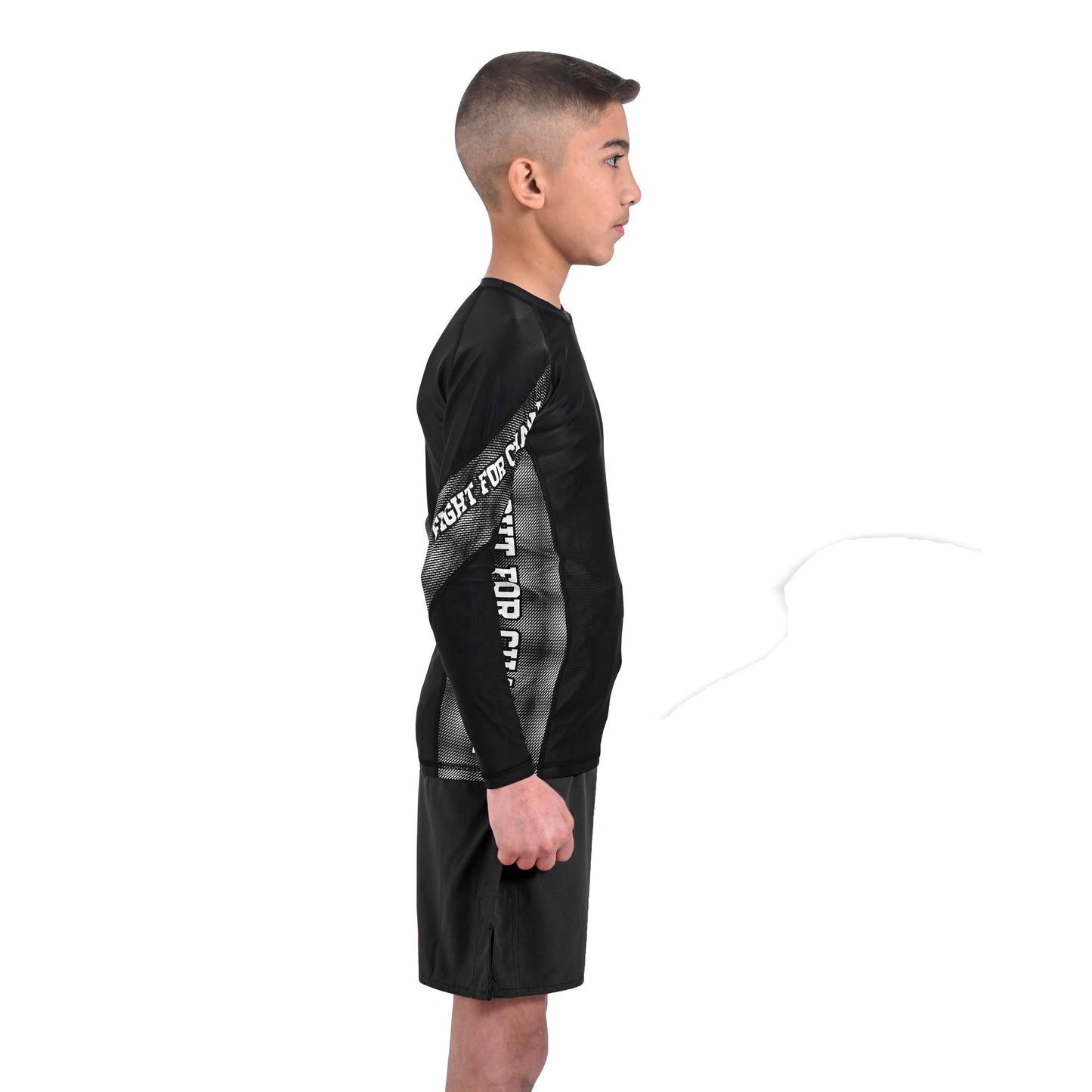 2Bold Black Kids BJJ Rash Guard - Youth No-Gi MMA Grappling Compression Shirt
