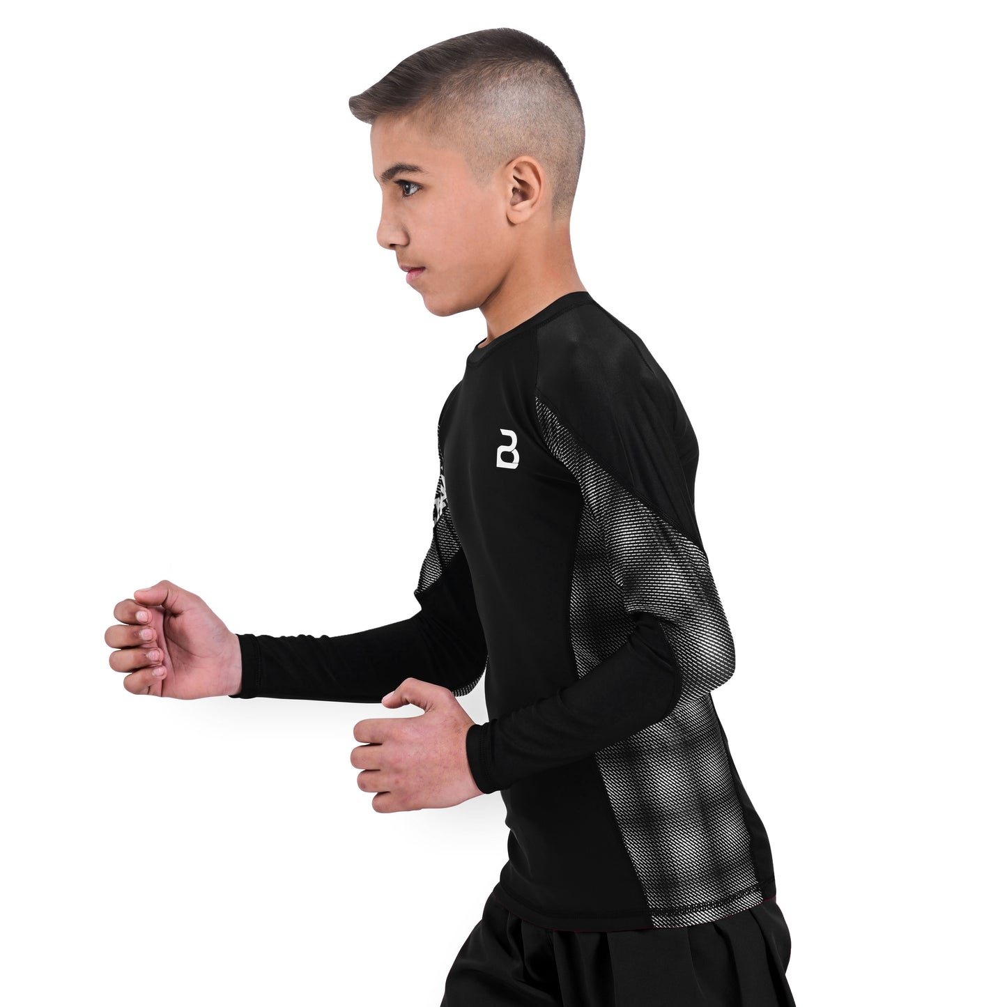 2Bold Black Kids BJJ Rash Guard - Youth No-Gi MMA Grappling Compression Shirt