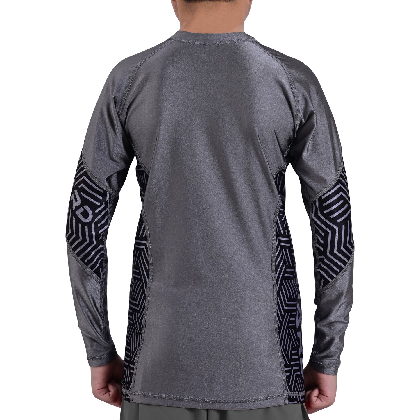 2Bold Grey Kids BJJ Rash Guard - Youth No-Gi MMA Grappling Compression Shirt