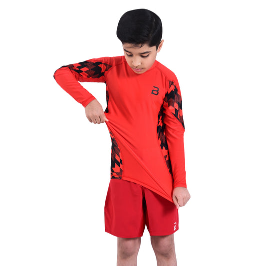 2Bold Orange Kids BJJ Rash Guard - Youth No-Gi MMA Grappling Compression Shirt