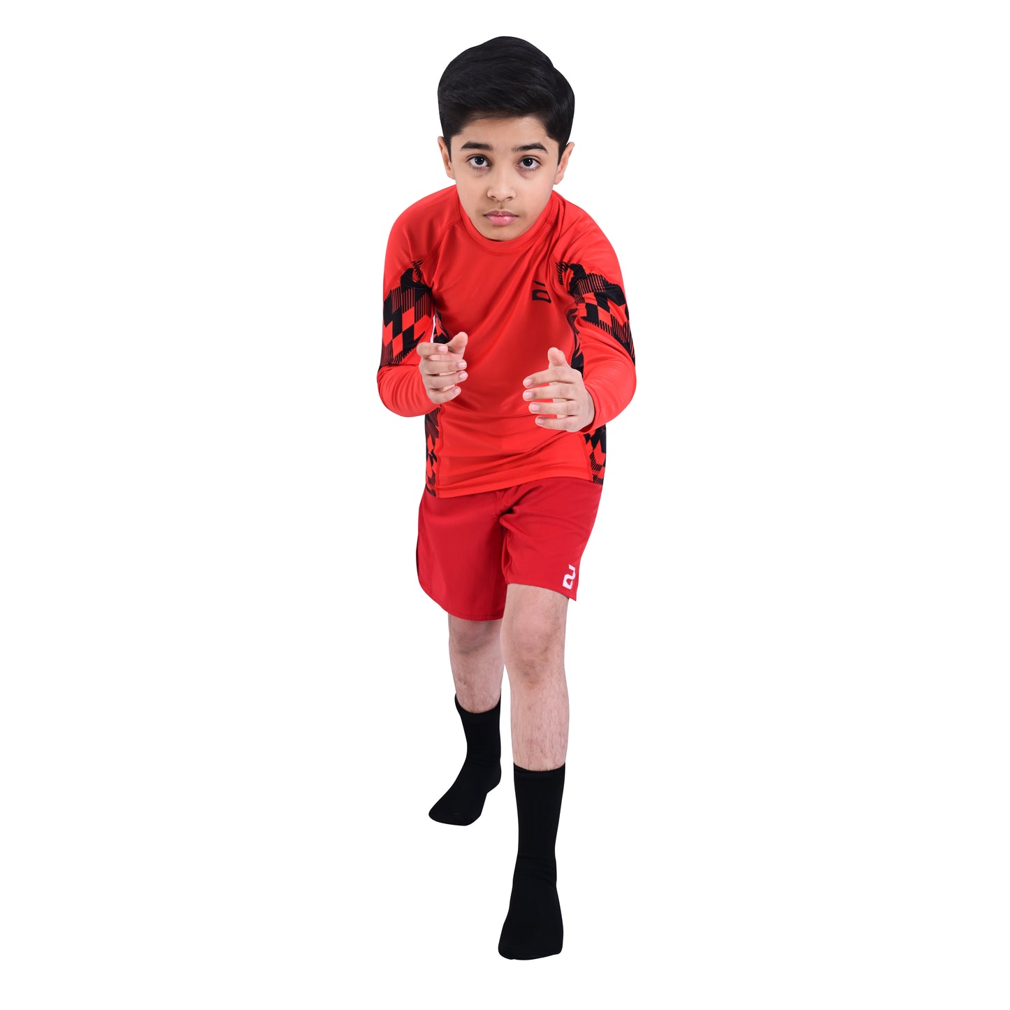 2Bold Orange Kids BJJ Rash Guard - Youth No-Gi MMA Grappling Compression Shirt