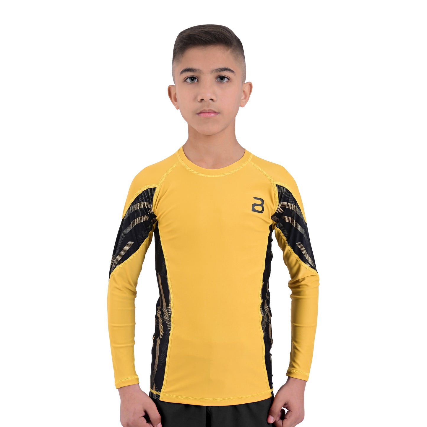 2Bold Yellow Youth BJJ No Gi Compression Rash Guard Shit
