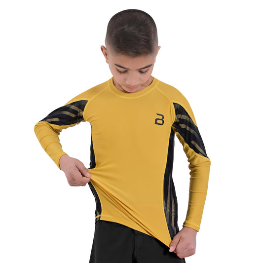 2Bold Yellow Youth BJJ No Gi Compression Rash Guard Shit