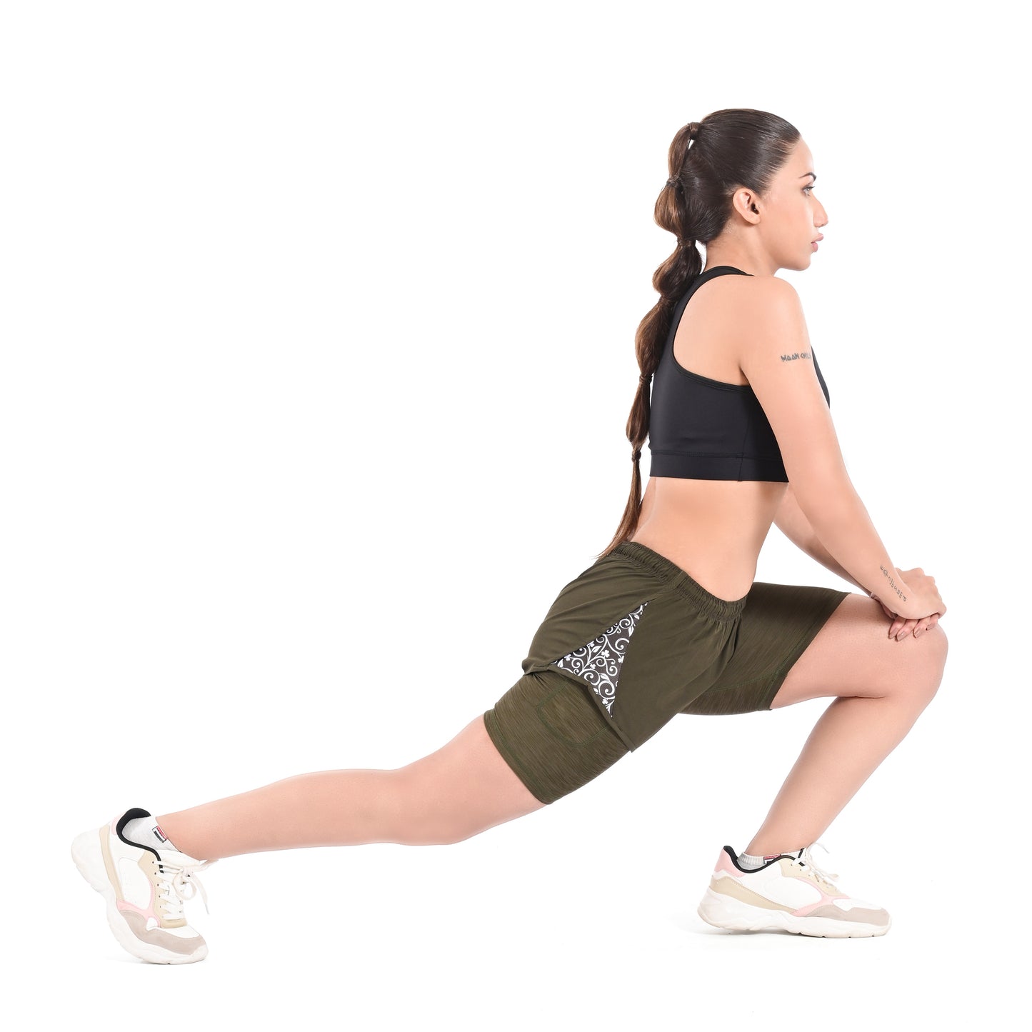 2Bold Green Women’s 2-in-1 Running & MMA Training Shorts – Compression Liner With Phone Pockets