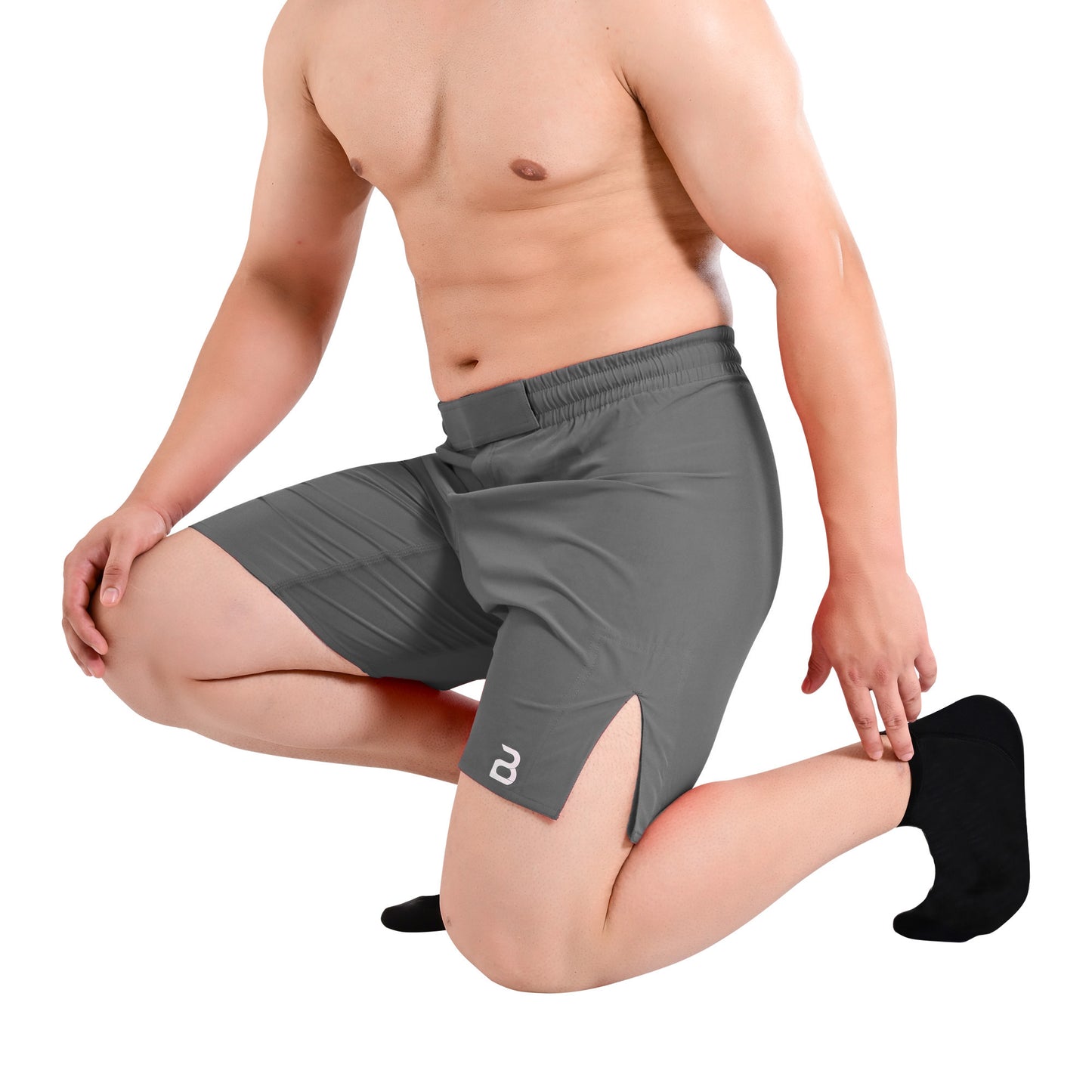 MMA Grey Grappling Shorts – No-Gi BJJ, Jiu Jitsu, Muay Thai, Training Fight Shorts for Men