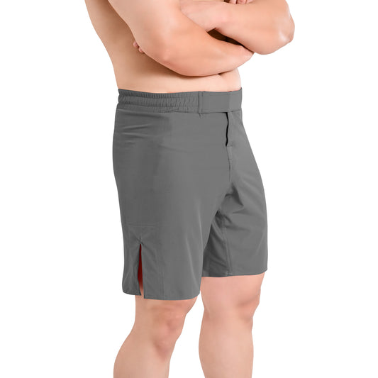 MMA Grey Grappling Shorts – No-Gi BJJ, Jiu Jitsu, Muay Thai, Training Fight Shorts for Men
