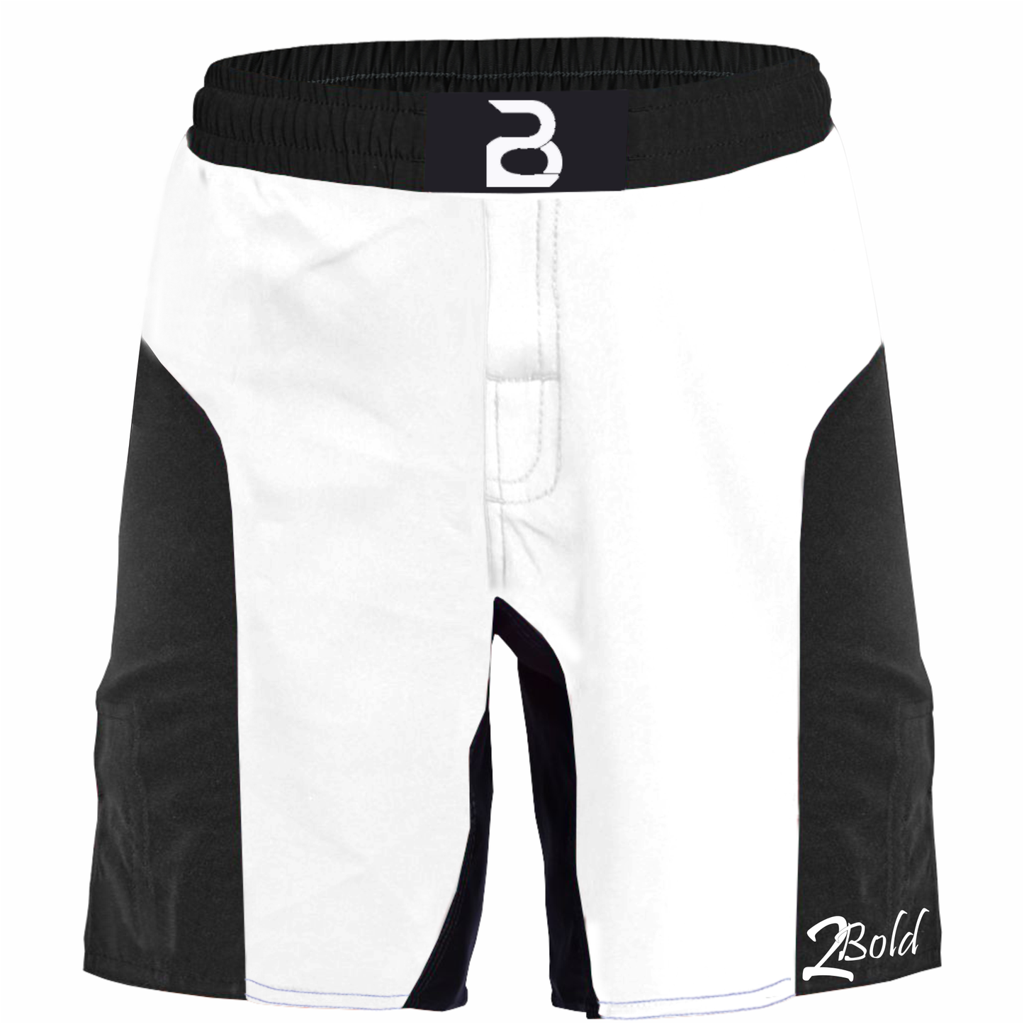 Youth Mma White\Black Shorts – Kids BJJ No-Gi Fight Shorts for Training & Competition