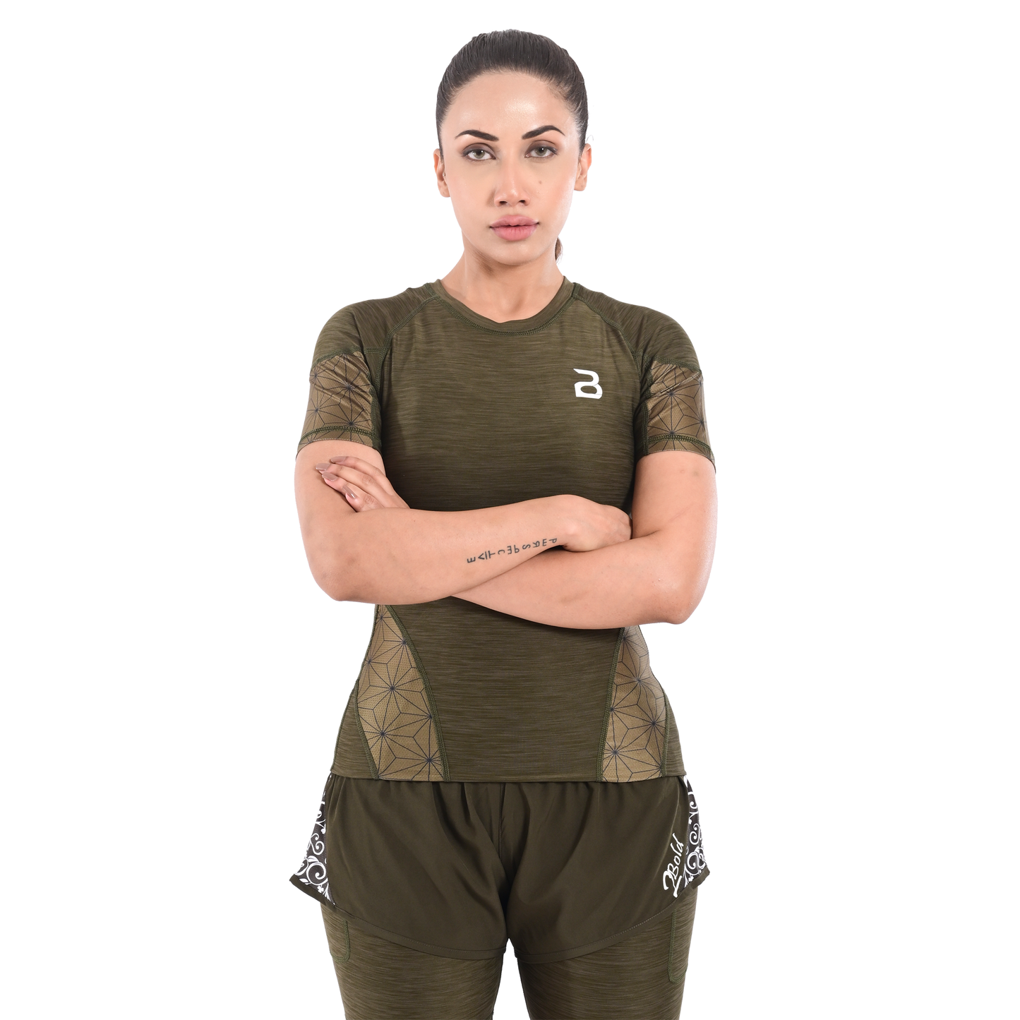 2Bold Green Women’s Rash Guard –Long Sleeve Compression Shirt for MMA, BJJ, Yoga, Surf, Running & Gym Training Women Half sleeve Rash guard