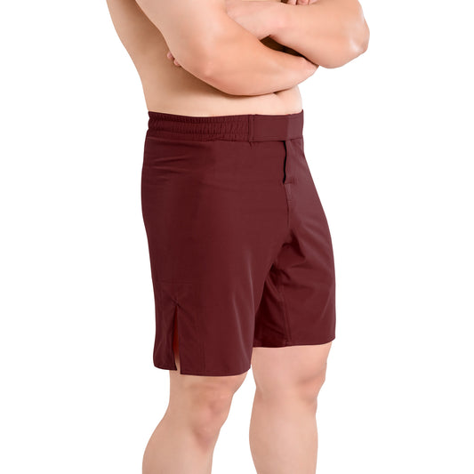 MMA Burgundy Grappling Shorts – No-Gi BJJ, Jiu Jitsu, Muay Thai, Training Fight Shorts for Men