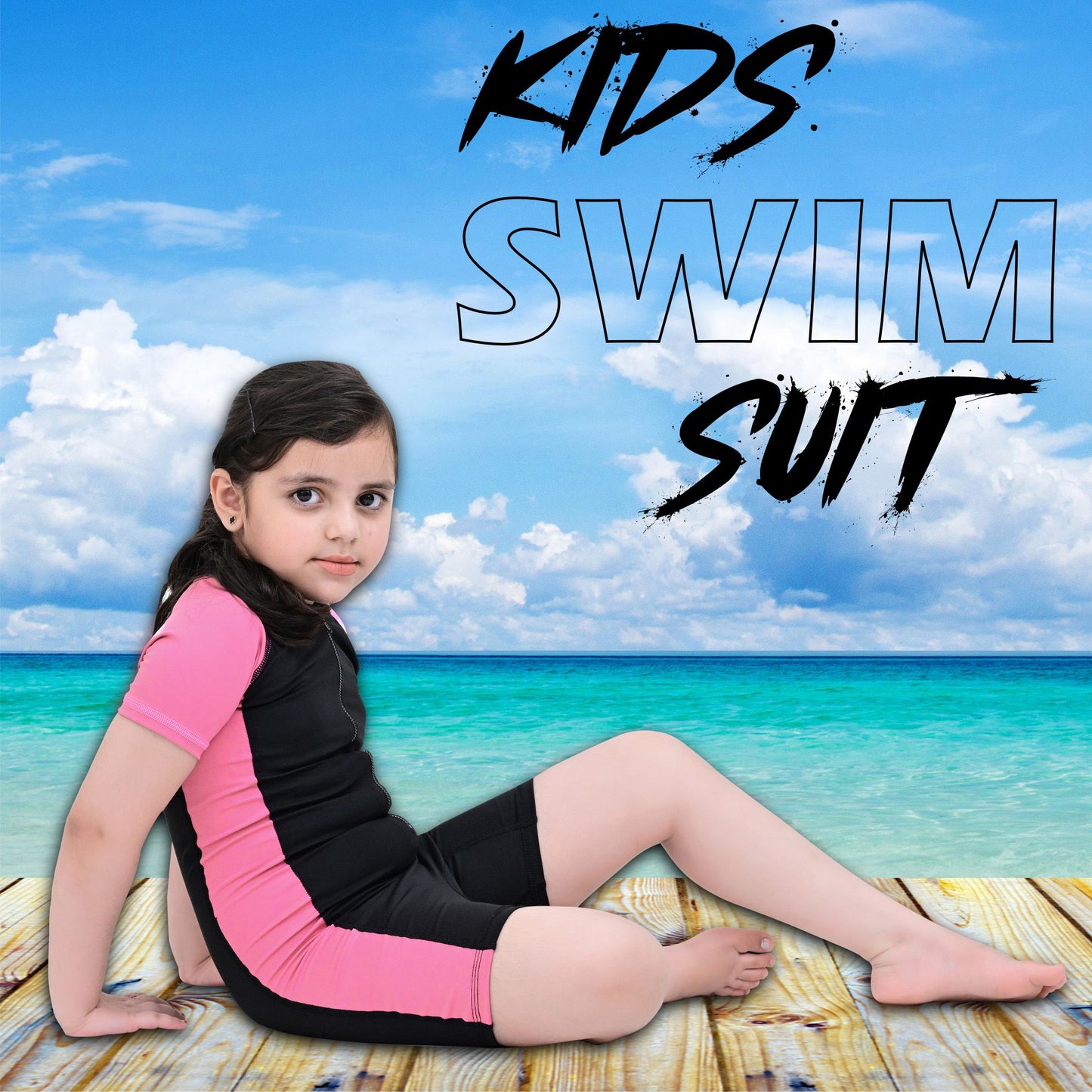 2Bold Pink Kids Swim Suit with Zipper – Quick-Dry UV Swim Shirt for Boys & Girls