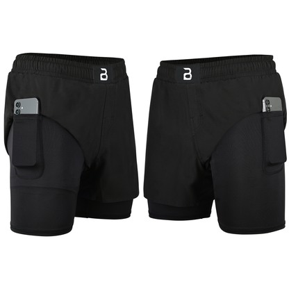 2BOLD Men’s Black Compression Lined Workout Shorts – MMA, Gym, Running