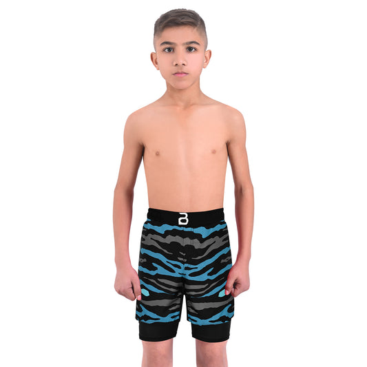 2BOLD Kids Emerald Green 2-in-1 Hybrid Shorts – Power, Comfort & Performance for Young Champions