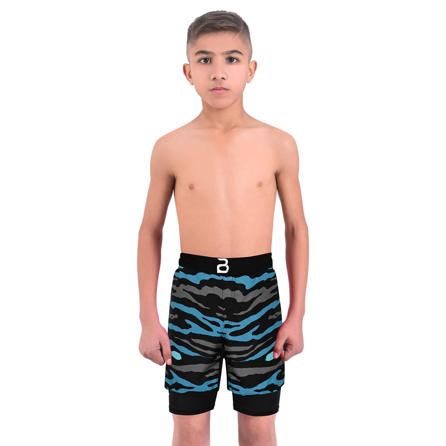2BOLD Kids Emerald Green 2-in-1 Hybrid Shorts – Power, Comfort & Performance for Young Champions