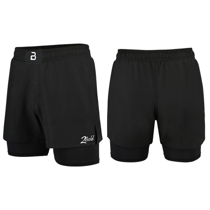 2BOLD Youth Black Hybrid Athletic Shorts | Compression Lined Boys Sports Shorts