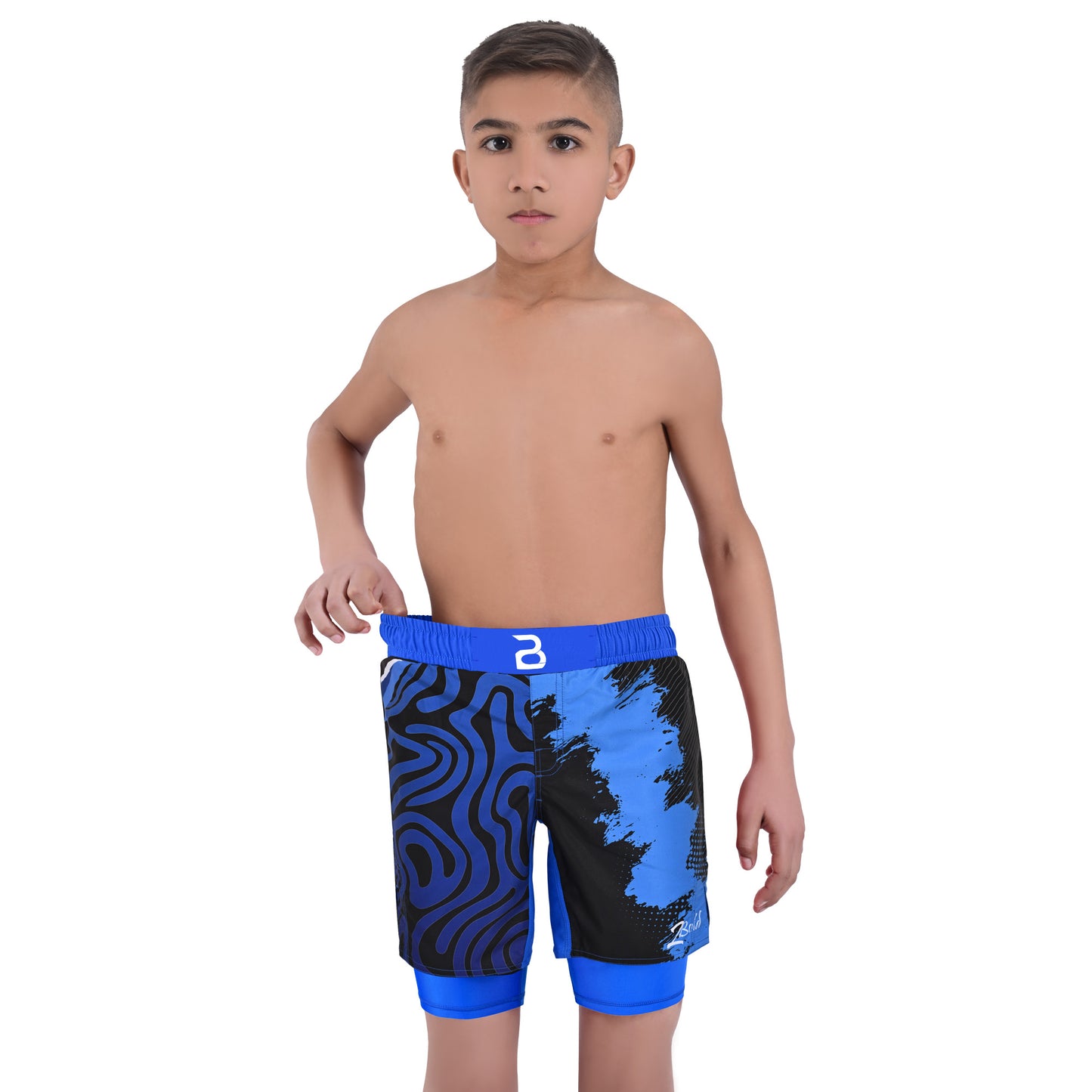 2BOLD Kids Blue-Black 2-in-1 Hybrid Shorts – Built for Young Athletes