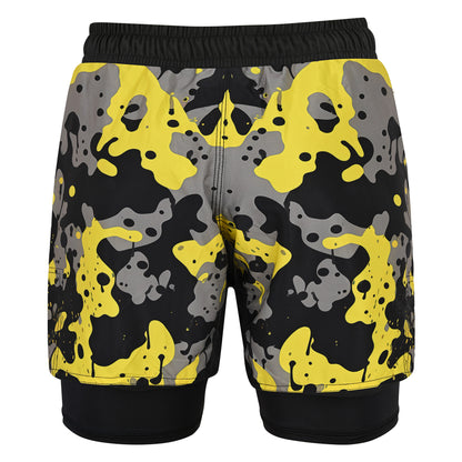 2BOLD Kids Yellow-Black 2-in-1 Hybrid Shorts – Bold Style, Superior Comfort & Pro-Level Performance