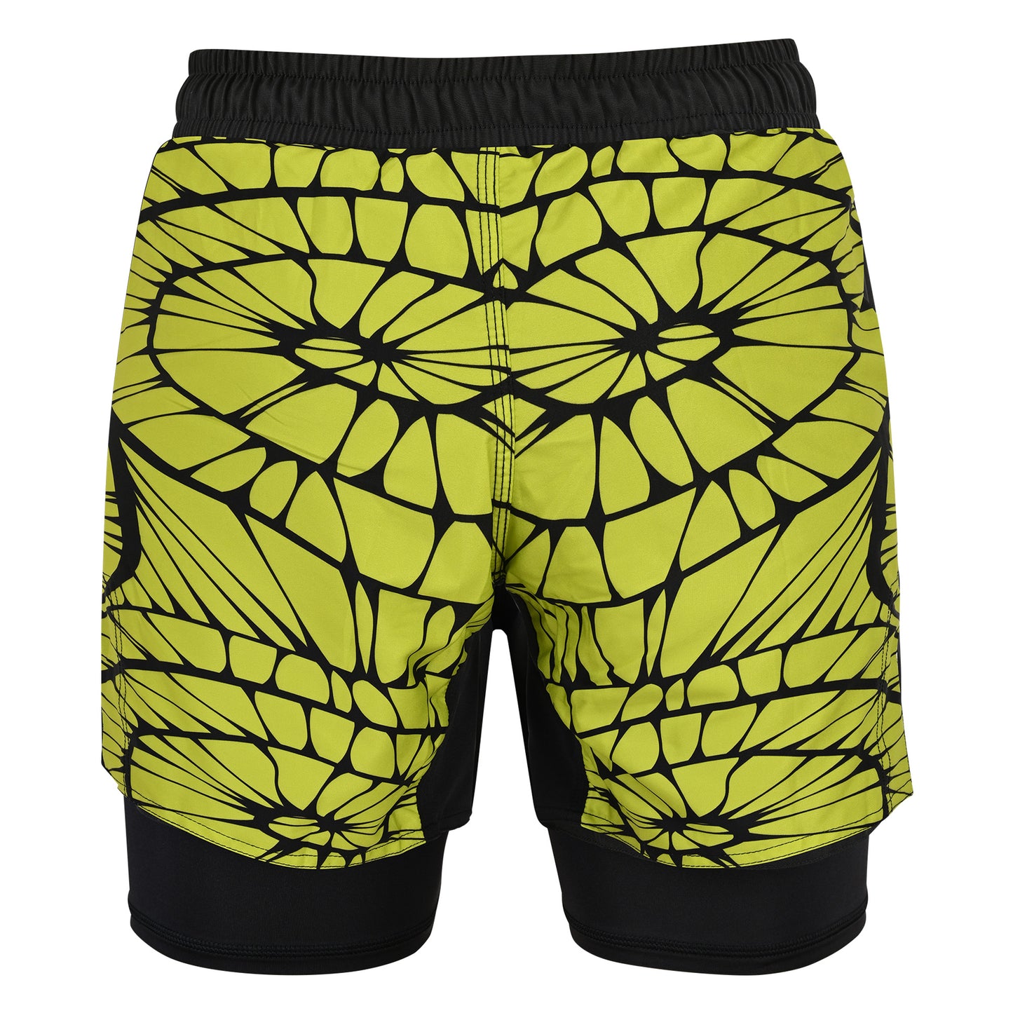 2BOLD Kids Yellow-Spiral 2-in-1 Hybrid Shorts – Bold Style, Superior Comfort & Pro-Level Performance