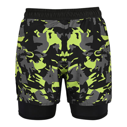 2BOLD Kids Green Camo 2-in-1 Hybrid Shorts – Built for Action, Designed for Champions