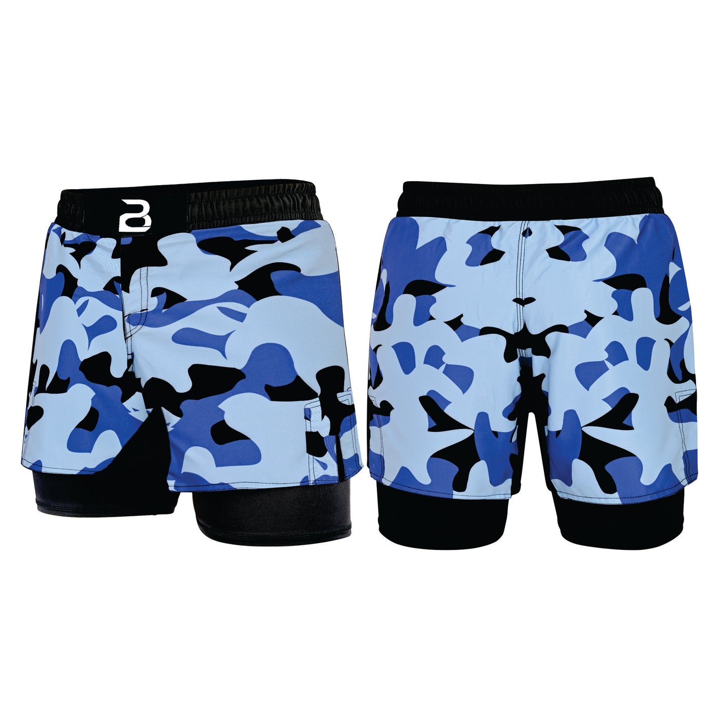 2BOLD Kids Blue-Camo 2-in-1 Hybrid Shorts – Bold Style, Superior Comfort & Pro-Level Performance