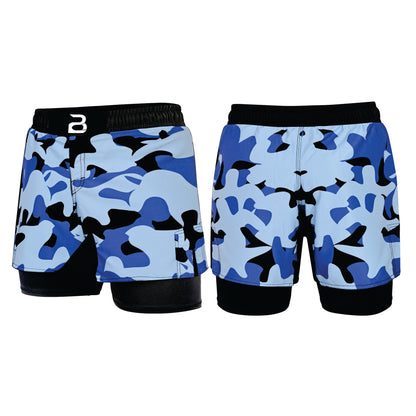 2BOLD Kids Blue-Camo 2-in-1 Hybrid Shorts – Bold Style, Superior Comfort & Pro-Level Performance