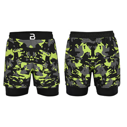 2BOLD Kids Green Camo 2-in-1 Hybrid Shorts – Built for Action, Designed for Champions