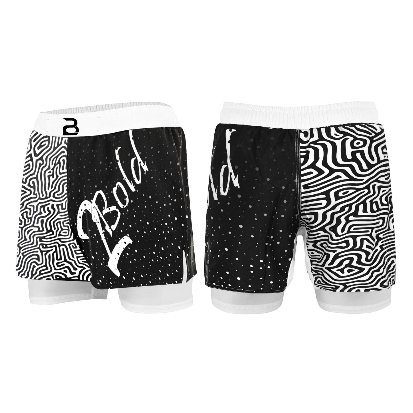 2BOLD Kids White-Black 2-in-1 Hybrid Shorts – Performance, Precision & Everyday Comfort