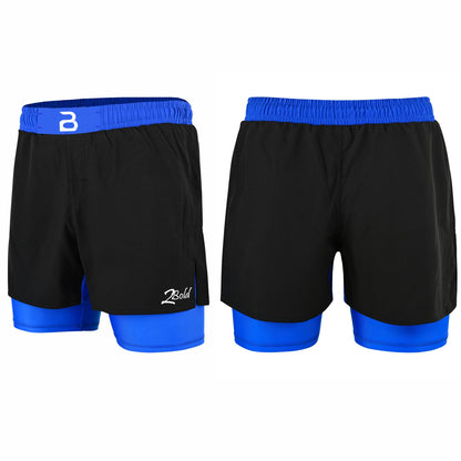 2BOLD Youth Blue Black Hybrid Athletic Shorts | Compression Lined Boys Sports Shorts