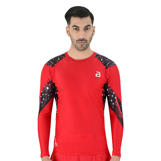 2BOLD Red Long Sleeve Swim Shirt For Men