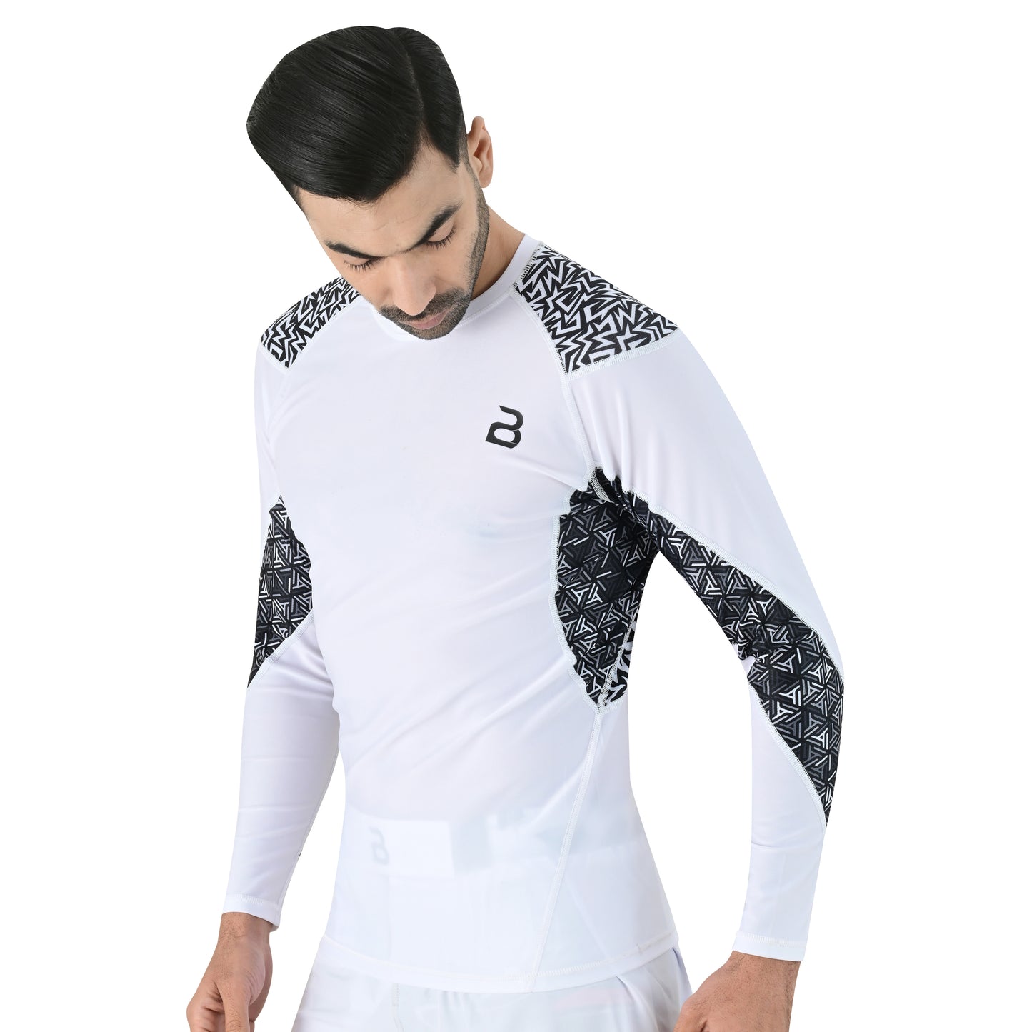2BOLD White Jiu Jitsu Long Sleeve Spandex Rash Guard Men
