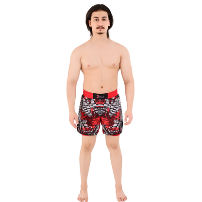 Men's Crimson Red Hybrid Training Shorts – 2-in-1 MMA, BJJ, Running, Gym, Yoga, Sports Shorts with Phone Pocket
