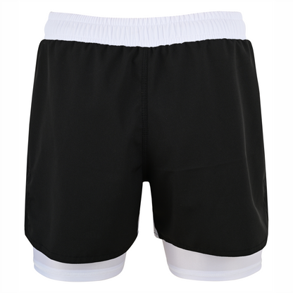 2BOLD Youth White Black Hybrid Athletic Shorts | Compression Lined Boys Sports Shorts