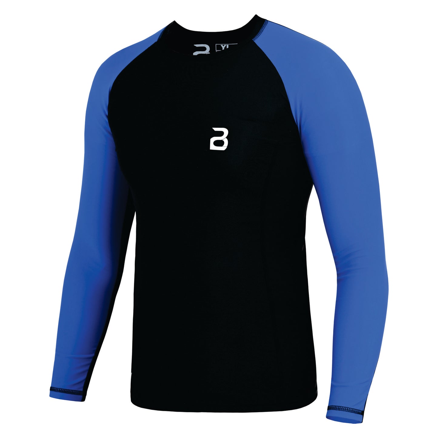2Bold Black-Blue Kids BJJ Rash Guard - Youth No-Gi MMA Grappling Compression Shirt