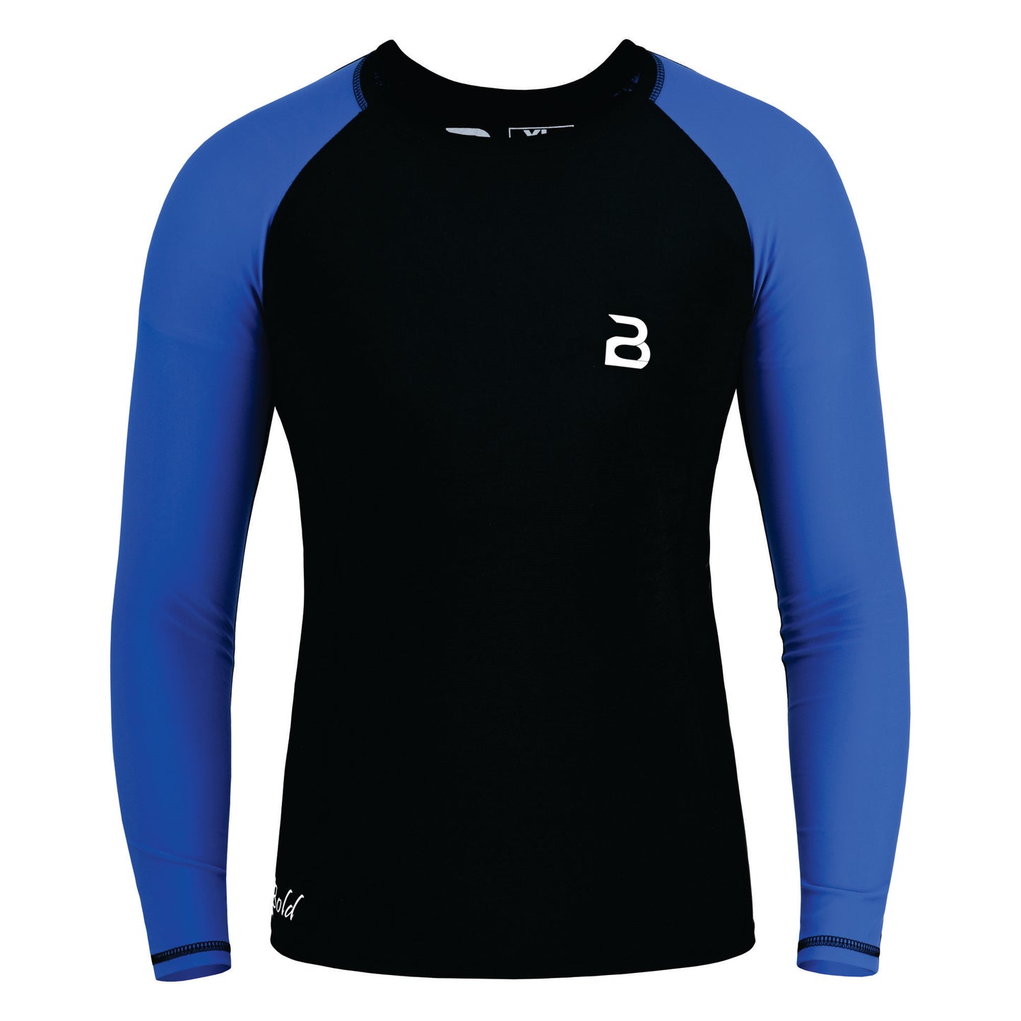 2Bold Black-Blue Kids BJJ Rash Guard - Youth No-Gi MMA Grappling Compression Shirt