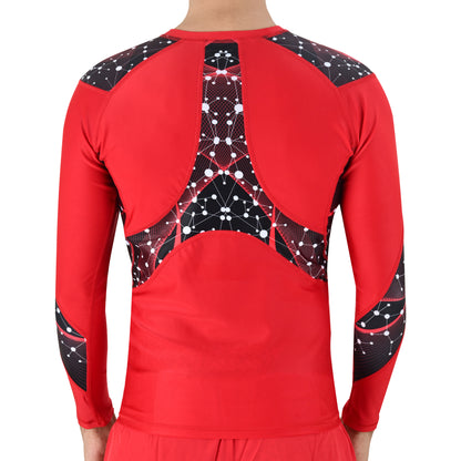 2BOLD Red Long Sleeve Swim Shirt For Men